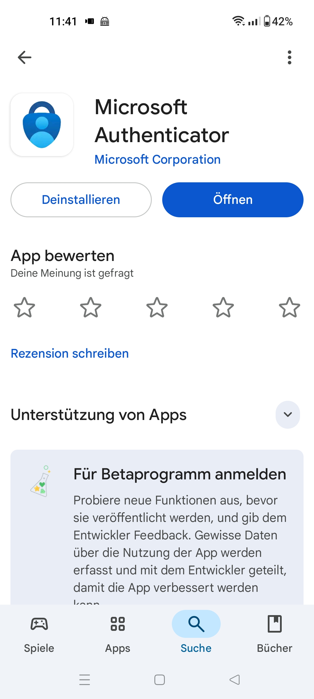 Microsoft Authenticator im Google Play Store